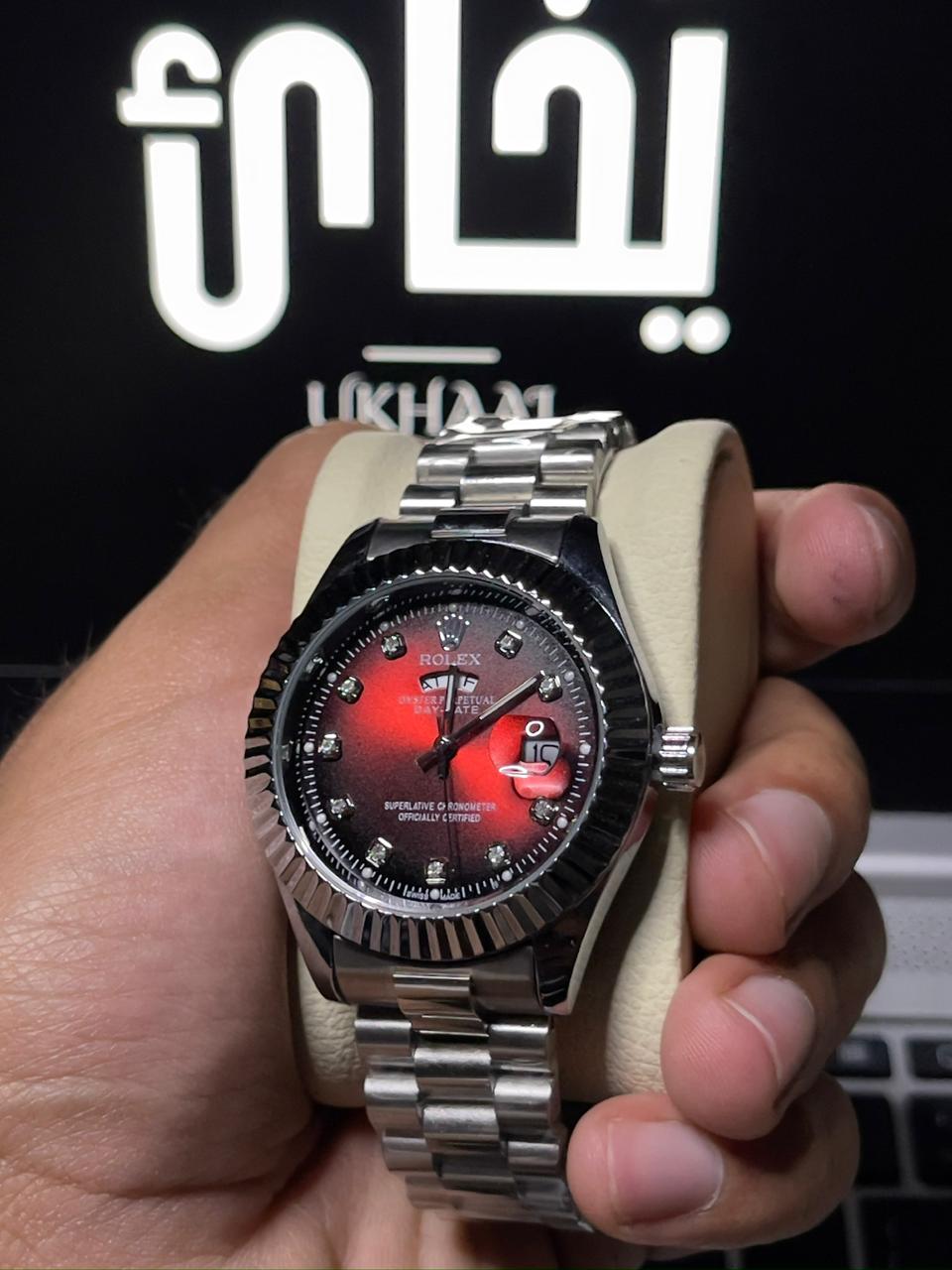 Rolex (Red) Butterfly Lock Stainless steel Water Resistant