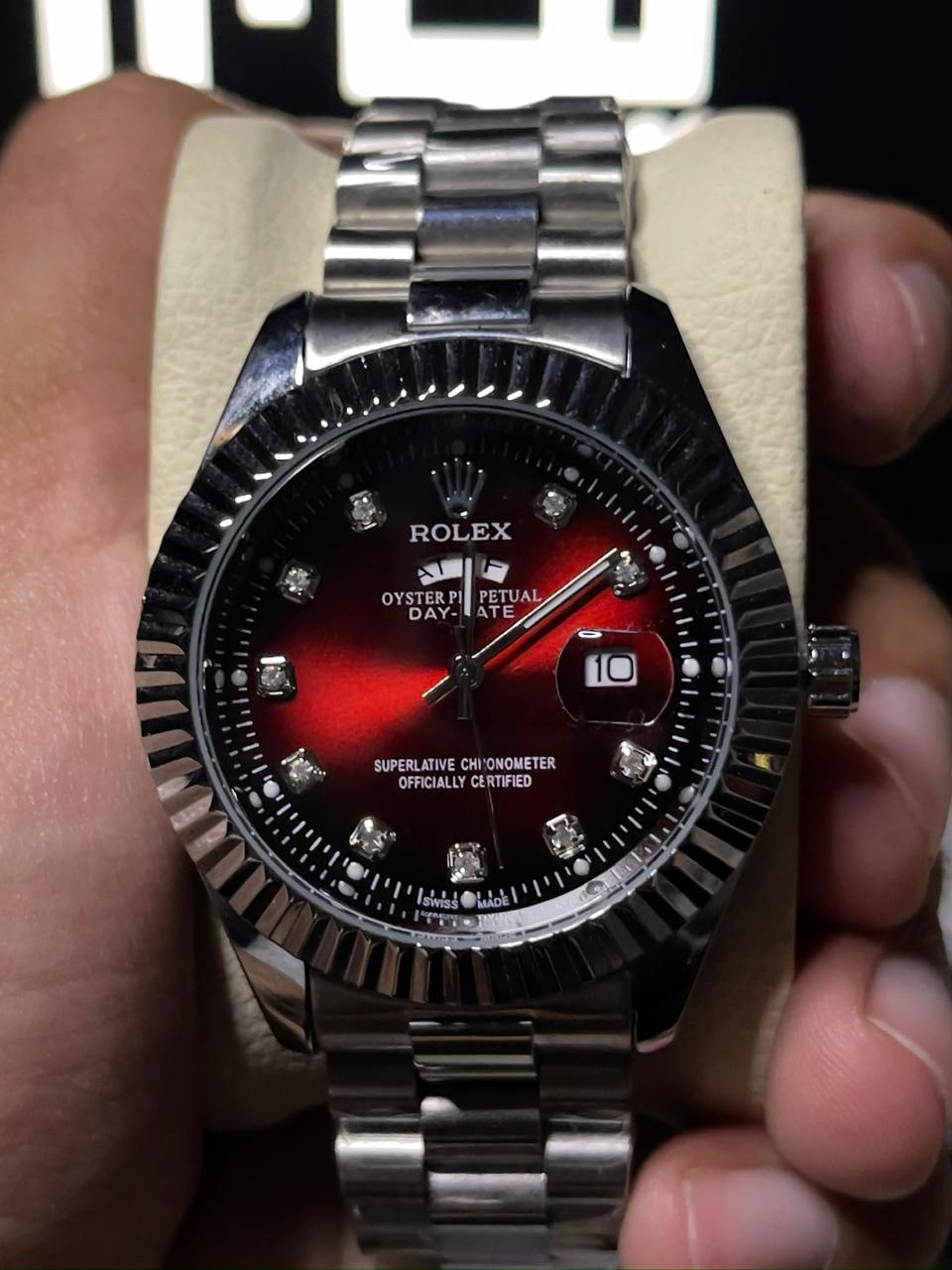 Rolex (Red) Butterfly Lock Stainless steel Water Resistant