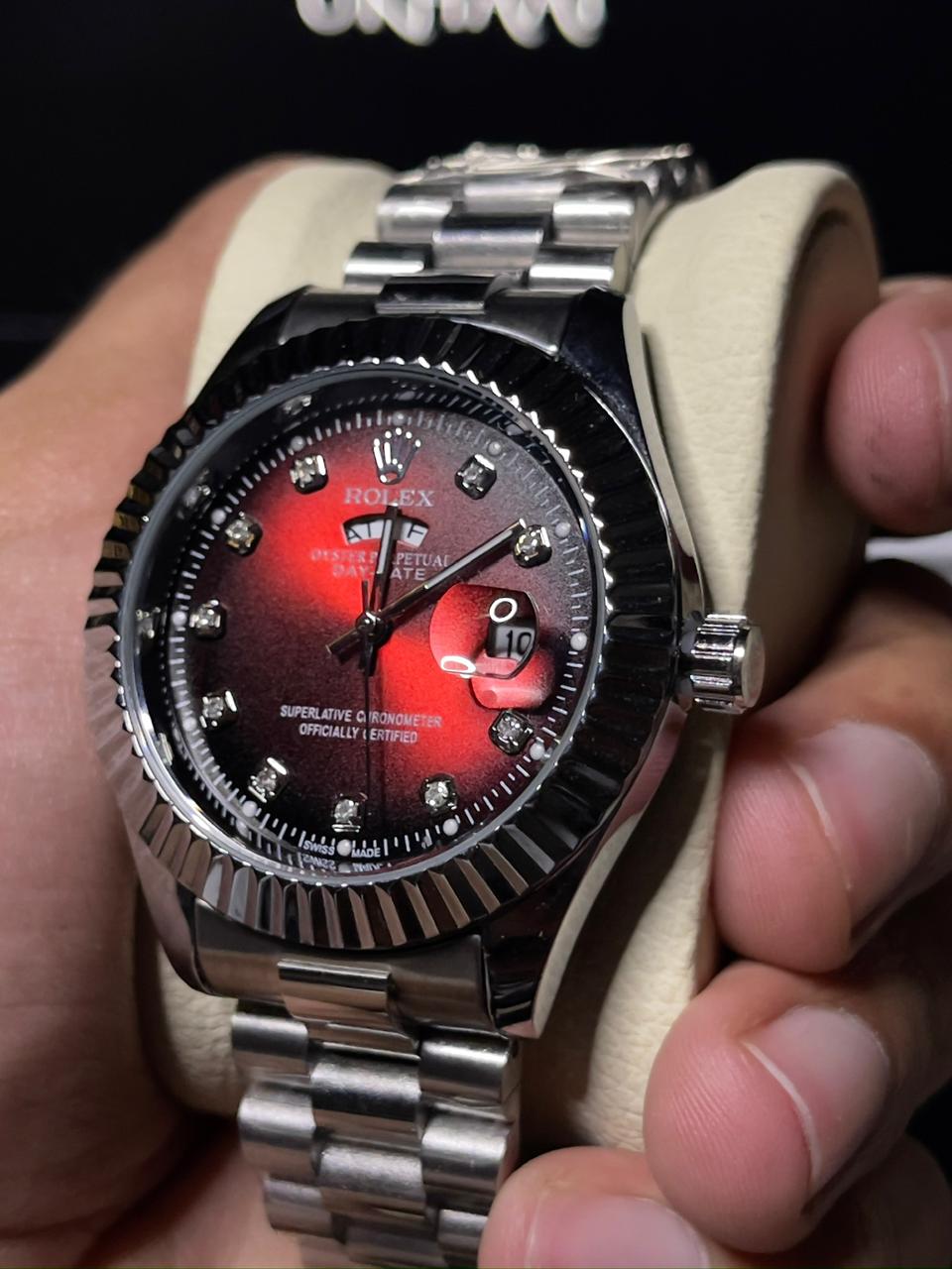 Rolex (Red) Butterfly Lock Stainless steel Water Resistant