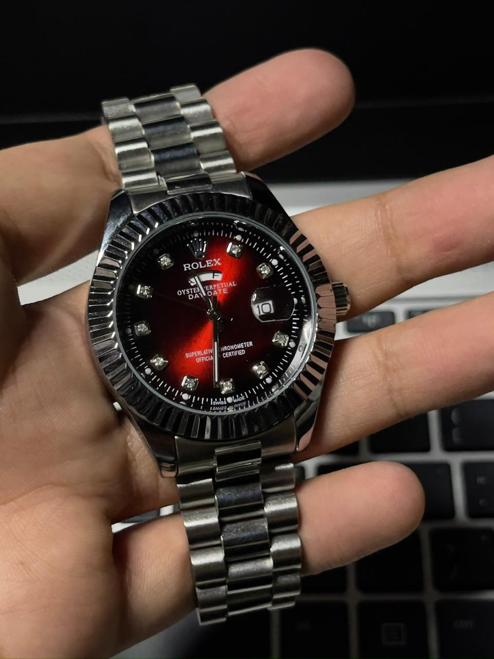 Rolex (Red) Butterfly Lock Stainless steel Water Resistant