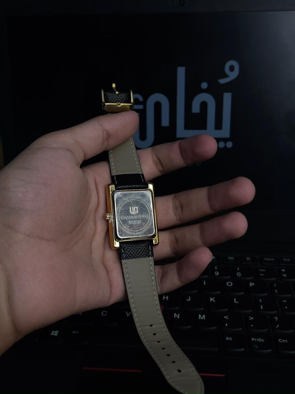 Trending Unisex Tank Watch Universe Point Leather Strap (Black)