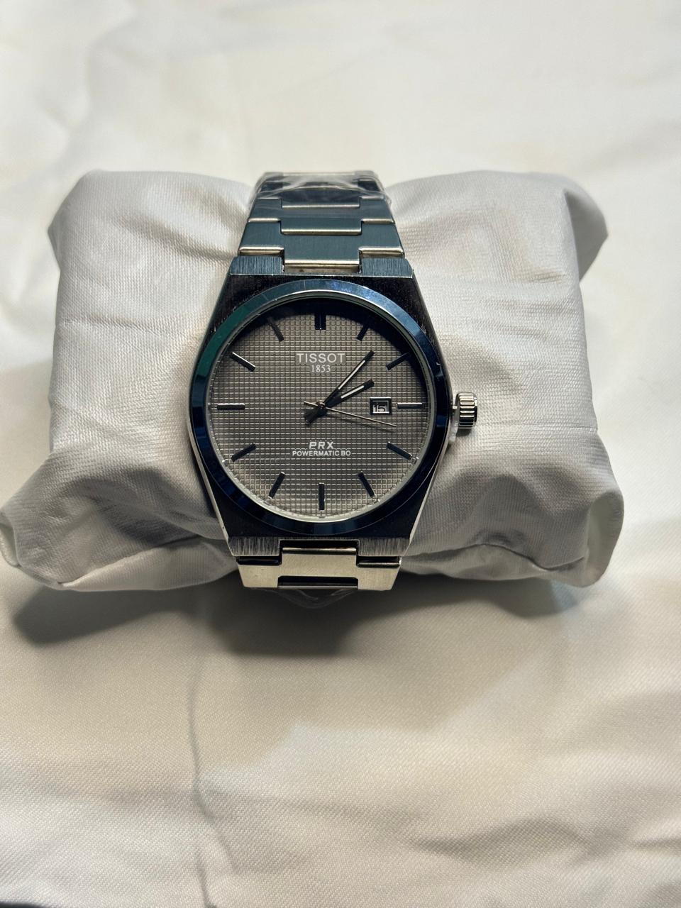 Tissot PRX Butterfly Lock Luxury Watch (Grey Dial).